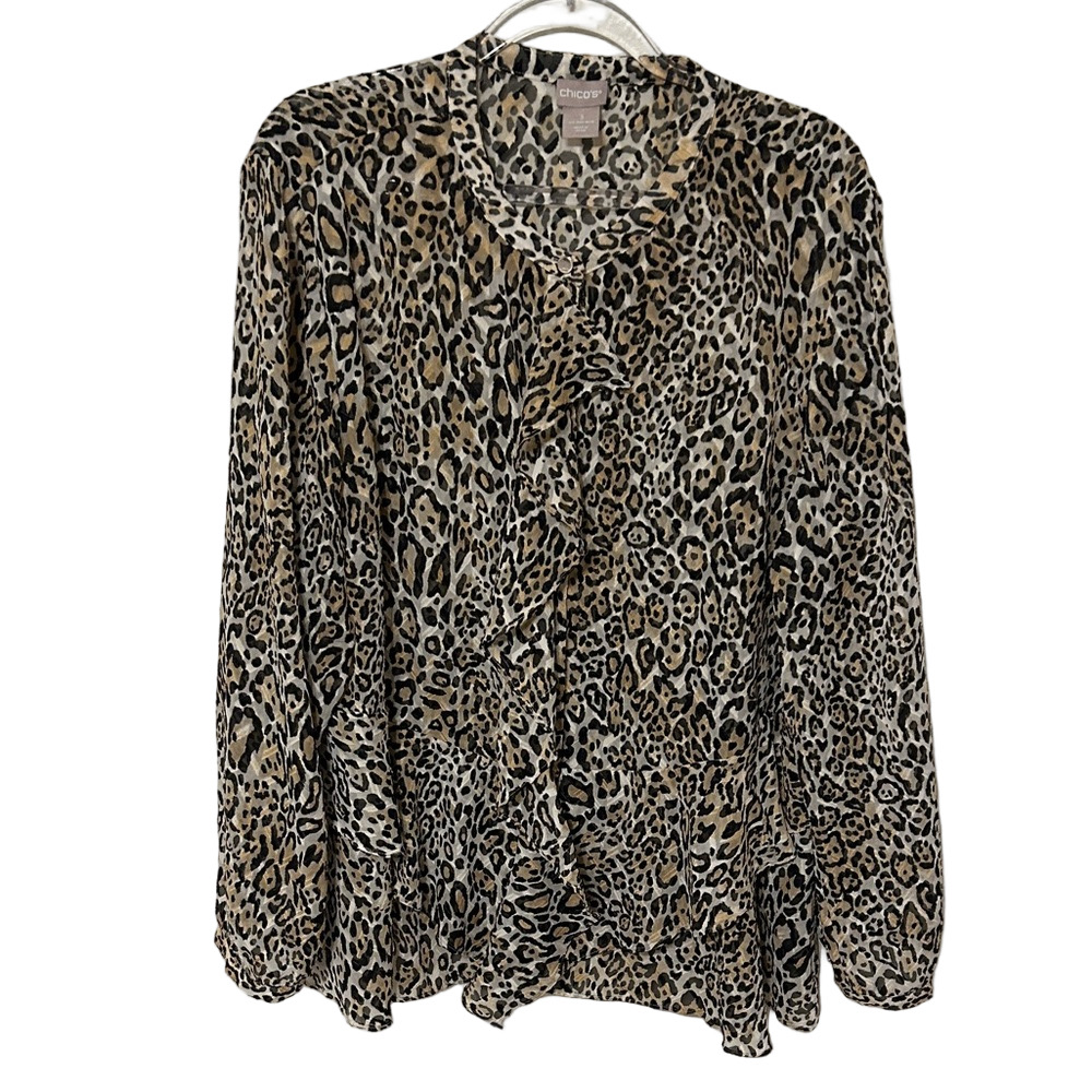 🎮Chico’s Leopard Print Top size 3 GUC